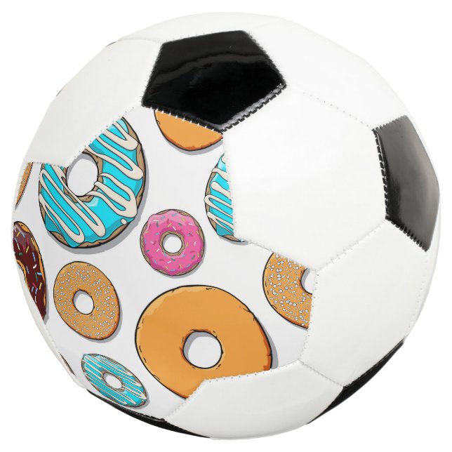 Bright Doughnut Whimsical Pattern Soccer Ball (Three Quarter)