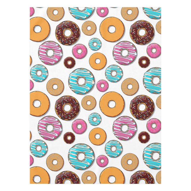 Bright Doughnut Whimsical Pattern Tablecloth (Front)