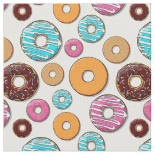 Bright Doughnuts Whimsical Pattern Fabric