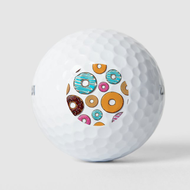 Bright Doughnuts Whimsical Pattern Golf Balls (Front)