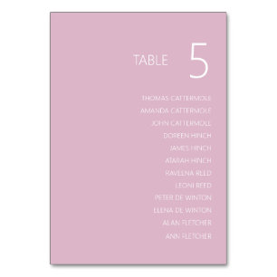Bright Dusty Pink Wedding Table Number Card 