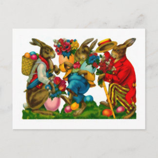 Bright Easter Bunnies Vintage Holiday Postcard