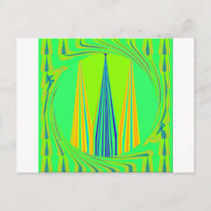 Bright Edgy Geometrical Neon Pattern Art Design Postcard