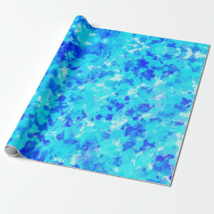 Bright Electric Blue Abstract Brush Strokes Wrapping Paper