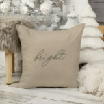 Bright • Elegant Minimal Beige Velvet Christmas  Throw Pillow<br><div class="desc">Throw pillow features handwritten font and simple minimalist design with a velvet texture appearance. View the collection link on this page to see all of the matching items in this beautiful design or see the collection here: https://bit.ly/3Be0KHr</div>