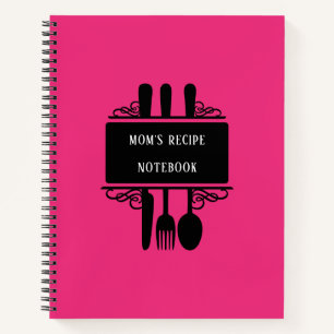 Bright Elegant Pink Baking Cooking Mom's Recipe Notebook