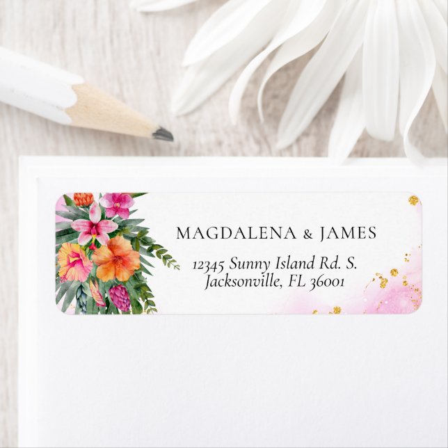 Bright Elegant Pink Orange Tropical Island Floral (Insitu)