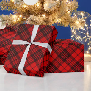 Bright Elegant Red Christmas tartan Wrapping Paper