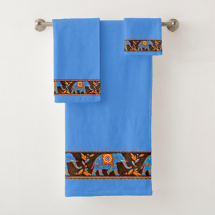 Bright elephants bath towel set
