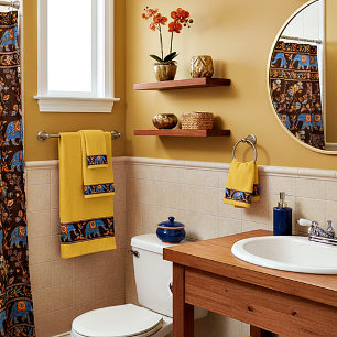 Bright elephants bath towel set