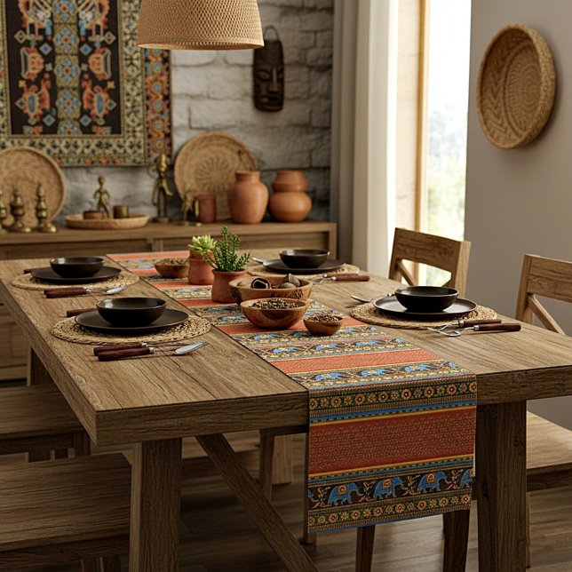 Bright elephants short table runner (Creator Uploaded)