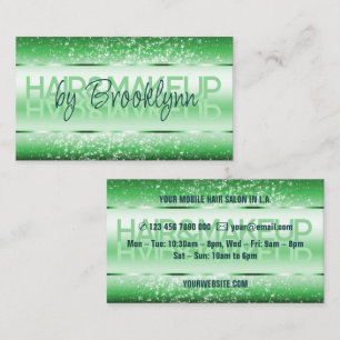 Bright Emerald Green with Shimmering Glitter Stars Business Card