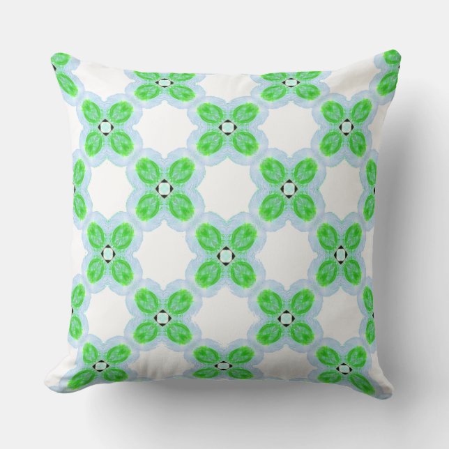 Bright Emerald on Baby Blue Throw Pillow (Front)