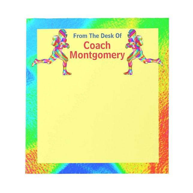 Bright Energetic Football Theme for Coach Notepad (Front)