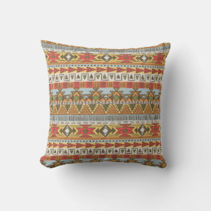 Bright ethnic seamless pattern, colourful. throw pillow