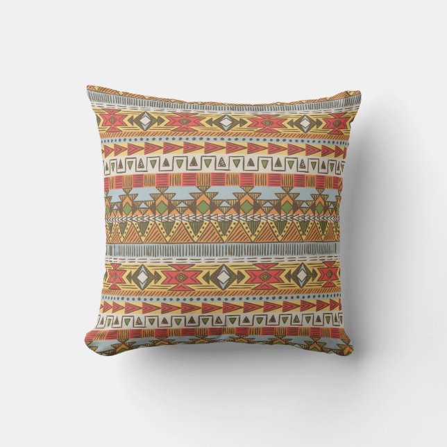 Bright ethnic seamless pattern, colourful. throw pillow (Front)