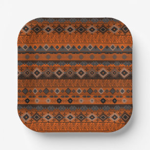 Bright ethnic striped pattern. paper plate