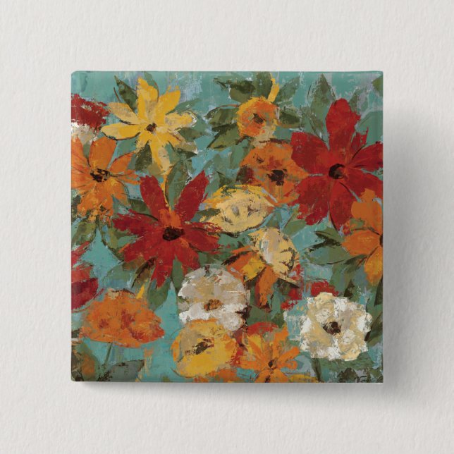 Bright Expressive Garden 2 Inch Square Button (Front)