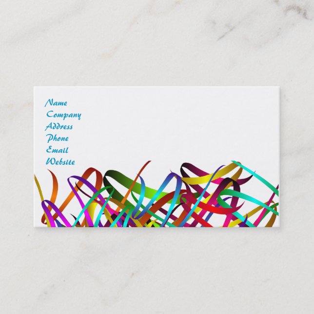 Bright Exuberant Swirly Satin Ribbons Business Card (Front)