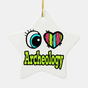 Bright Eye Heart I Love Archaeology Ceramic Ornament