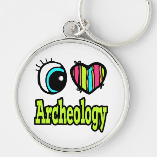 Bright Eye Heart I Love Archaeology Keychain
