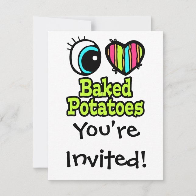 Bright Eye Heart I Love Baked Potatoes Invitation (Front)