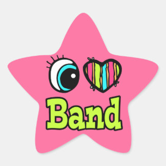 Bright Eye Heart I Love Band Star Sticker