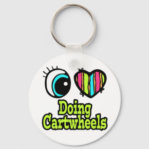 Bright Eye Heart I Love Doing Cartwheels Keychain