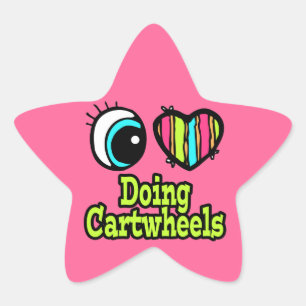 Bright Eye Heart I Love Doing Cartwheels Star Sticker