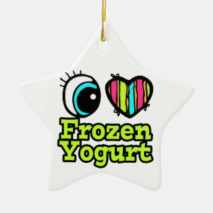 Bright Eye Heart I Love Frozen Yogurt Ceramic Ornament