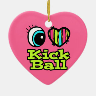 Bright Eye Heart I Love Kick Ball Ceramic Ornament