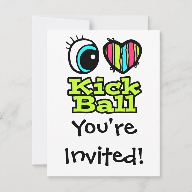 Bright Eye Heart I Love Kick Ball Invitation (Front)
