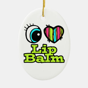 Bright Eye Heart I Love Lip Balm Ceramic Ornament