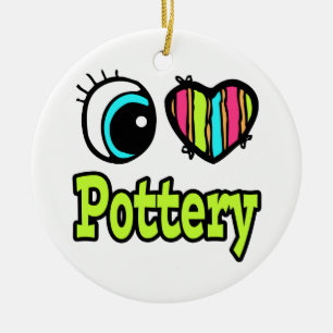 Bright Eye Heart I Love Pottery Ceramic Ornament