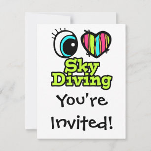 Bright Eye Heart I Love Skydiving Invitation