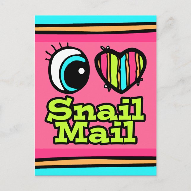 Bright Eye Heart I Love Snail Mail Postcard (Front)