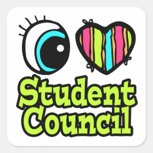 Bright Eye Heart I Love Student Council Square Sticker