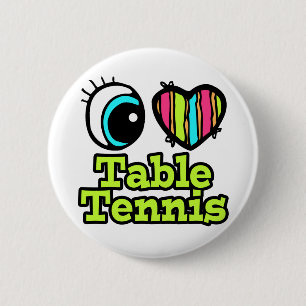 Bright Eye Heart I Love Table Tennis 2 Inch Round Button