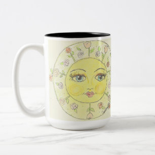 Bright eyed Little flower sun Two-Tone Coffee Mug