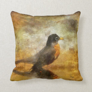 Bright Eyed Robin by Lois Bryan Throw Pillow