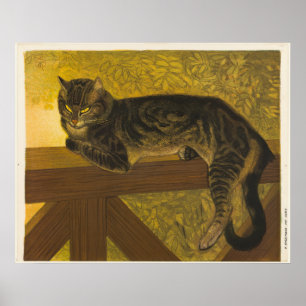 Bright eyes cat a classic artwork in yellows poster