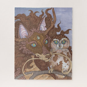 Bright Eyes Owl and Dragon Jigsaw Puzzle