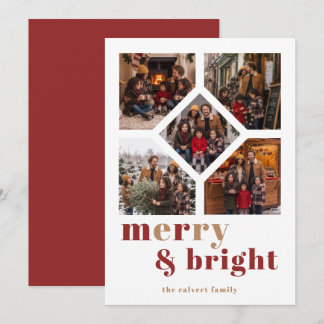 Bright Festive Family Photo Collage Grid TMF26 Holiday Card