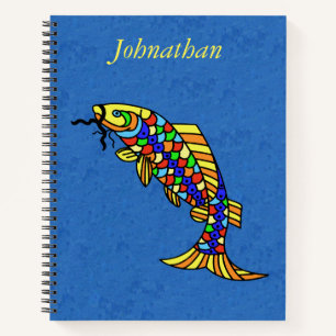 Bright Festive Fish Illustration Colourful Scales Notebook