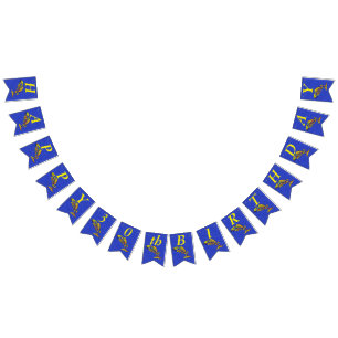 Bright Festive Happy Birthday Abstract Fish Bunting Flags