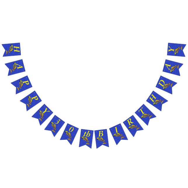 Bright Festive Happy Birthday Abstract Fish Bunting Flags (All)