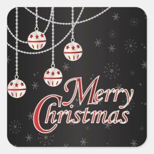 Bright Festive Merry Christmas Square Sticker