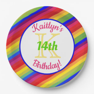 Bright Fiesta Stripes Birthday Party Paper Plate
