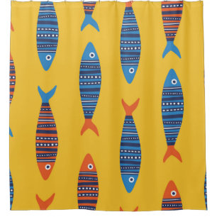 Bright fishes seamless pattern. Seaside hand drawn