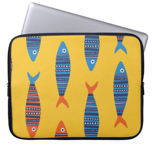 Bright Fishes Underwater Life Illustration Laptop Sleeve